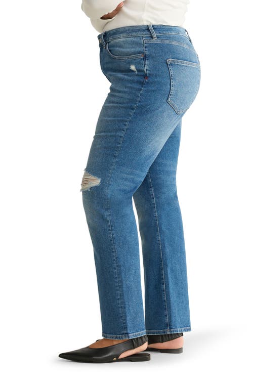 Warp & Weft Warp+weft Ase High Waist Ripped Straight Leg Jeans In Blue