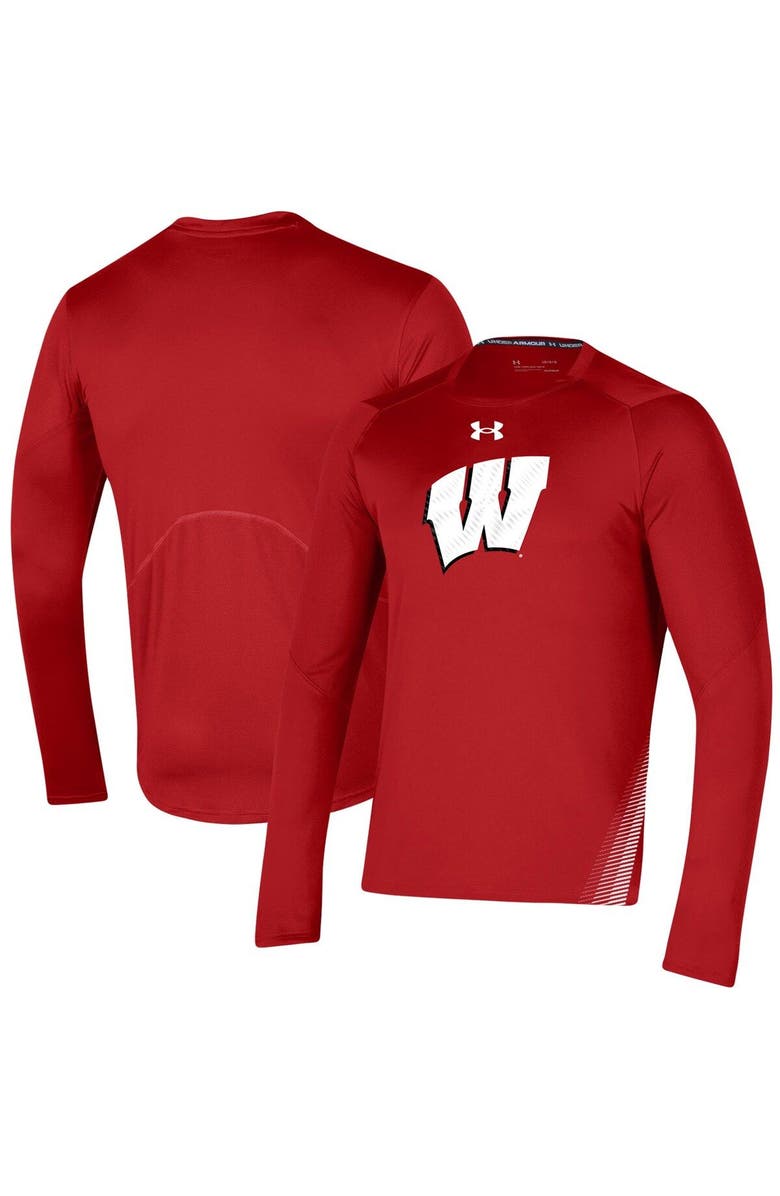 Under Armour Men's Under Armour Red Wisconsin Badgers 2021 Sideline Training Performance Long Sleeve T-Shirt, Main, color,