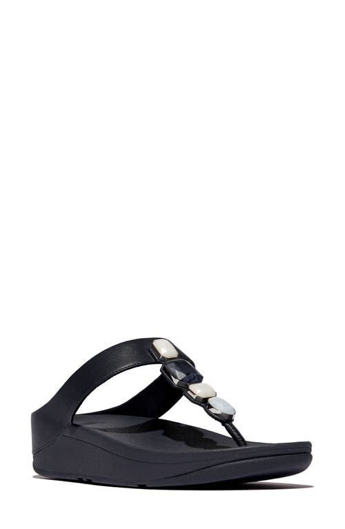 Shop Fitflop Fino Multistone Flip Flop In Midnight Navy