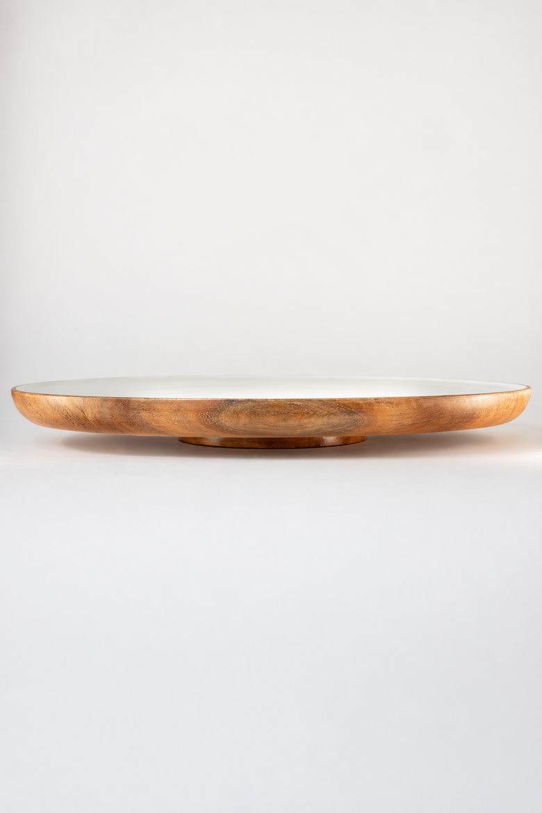 Wood + White Collection Acacia Wood Lazy Susan, 16 inches, Alternate, color, White, Brown
