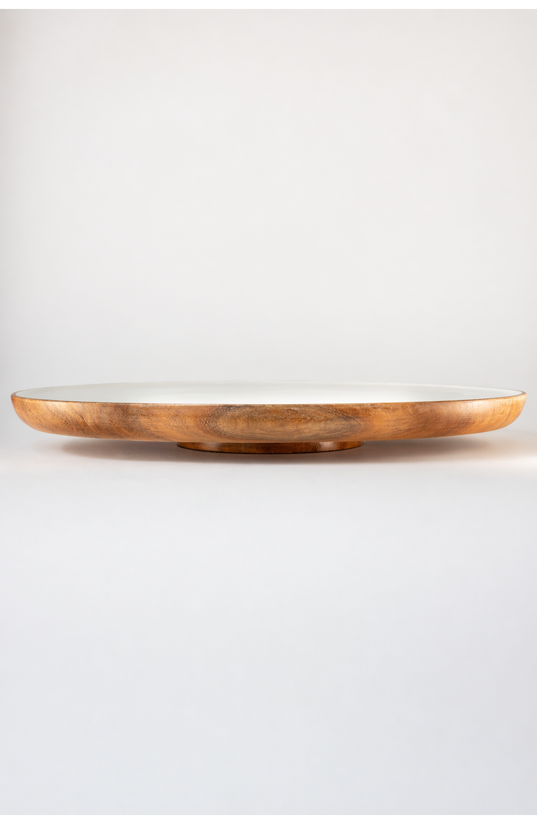 Jeanne Fitz Wood + White Collection Acacia Wood Lazy Susan, 16 inches, Alternate, color, White, Brown