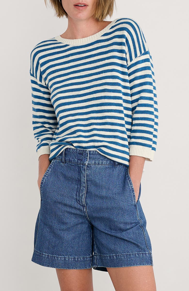 Seasalt Cornwall Knavock Stripe Cotton & Linen Sweater, Main, color,