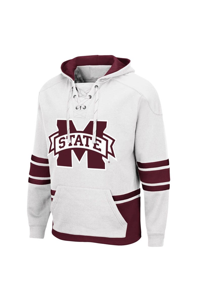 COLOSSEUM Men's Colosseum White Mississippi State Bulldogs Lace Up 3.0 Pullover Hoodie, Alternate, color, White