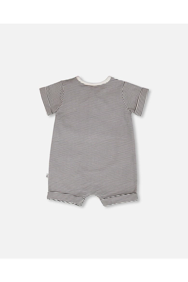 Cotton Jersey Stripes Short Sleeves Romper, Alternate, color, Black & Off White Stripes