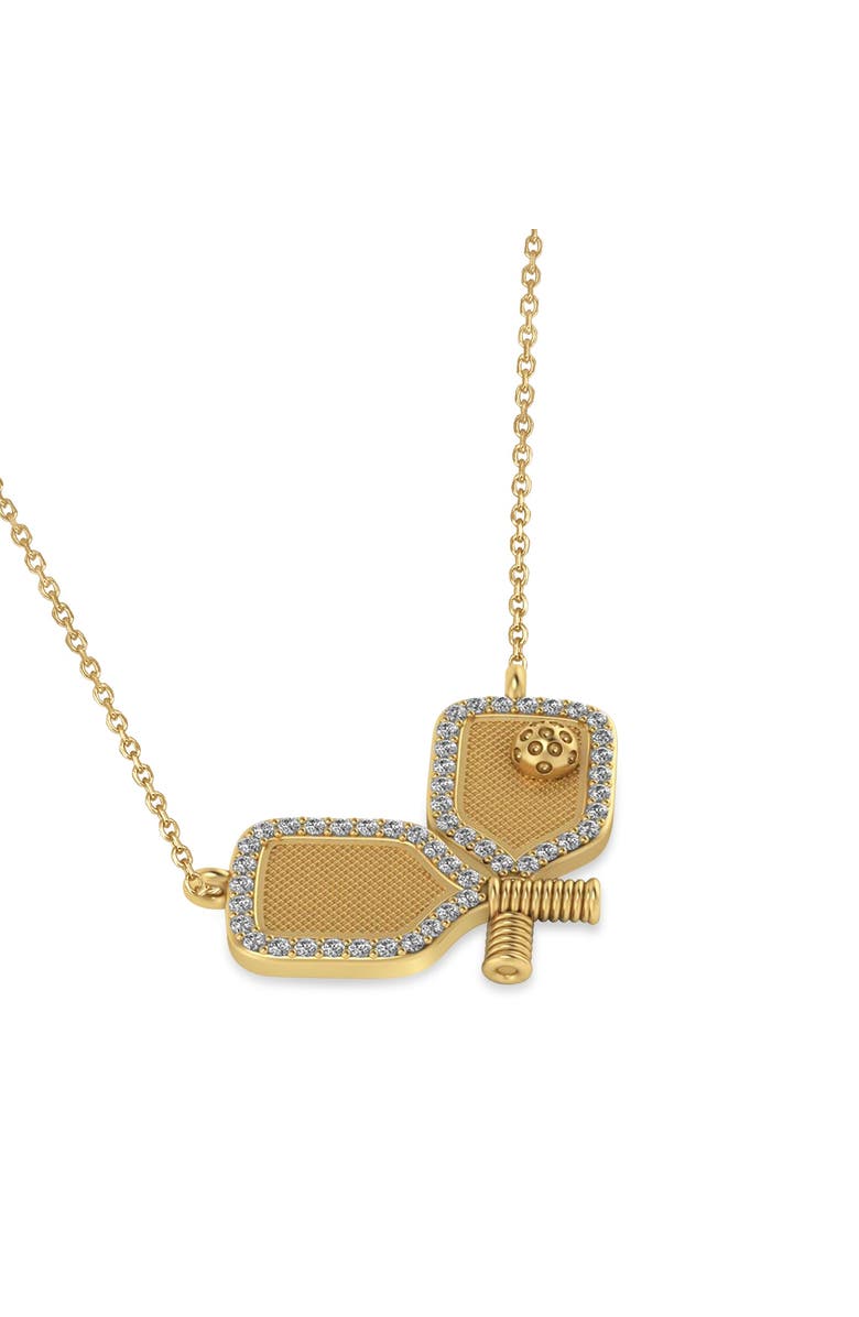 ALLUREZ Diamond Large Dual Pickleball Paddle Pendant Necklace 14K, Alternate, color, 0.12Ct, Yellow Gold