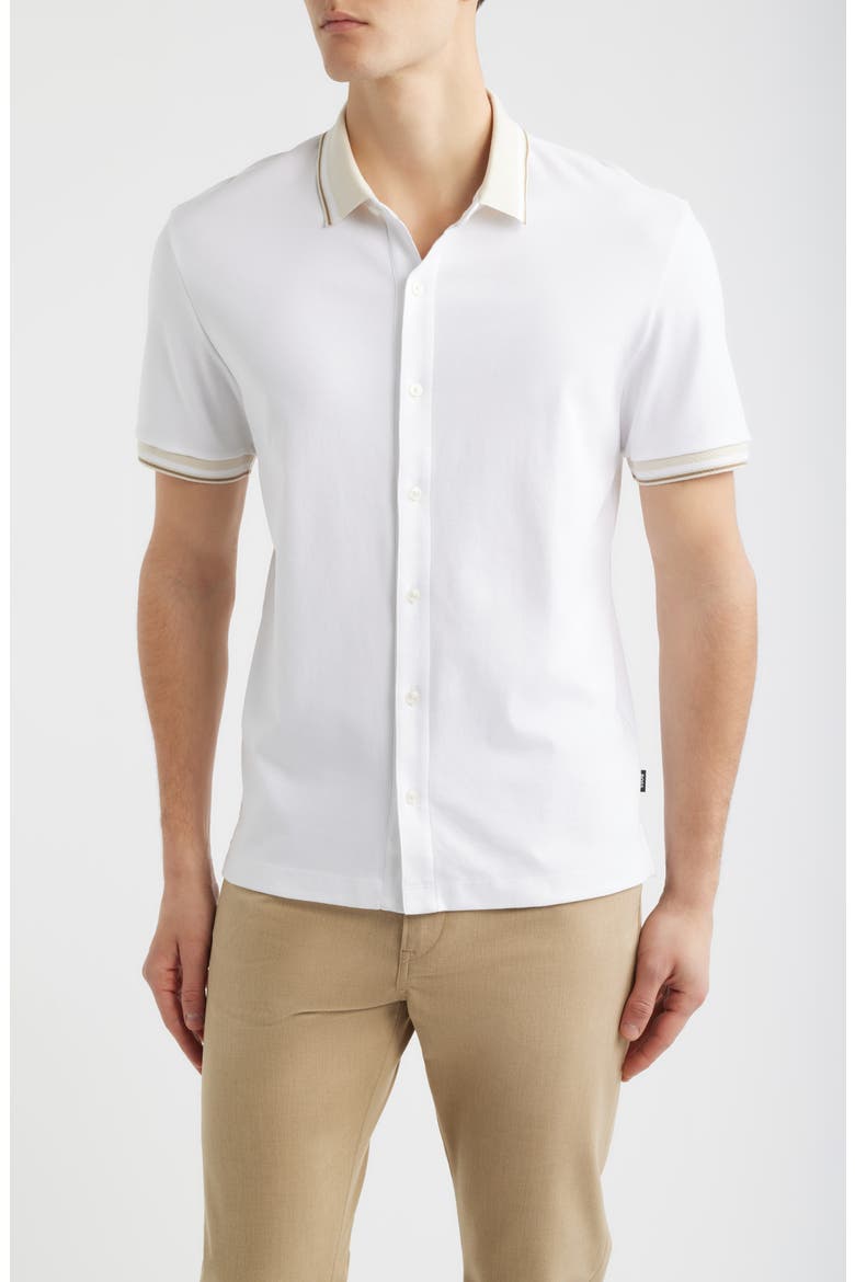 Puno Short Sleeve Cotton Button-Up Shirt, Main, color, WHITE