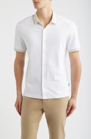 BOSS Puno Short Sleeve Cotton Button-Up Shirt