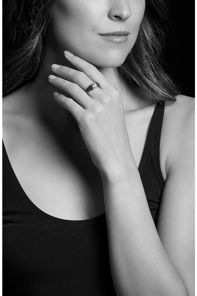 Black Caviar Diamond Tapered Ring, Alternate, color, SILVER/ BLACK