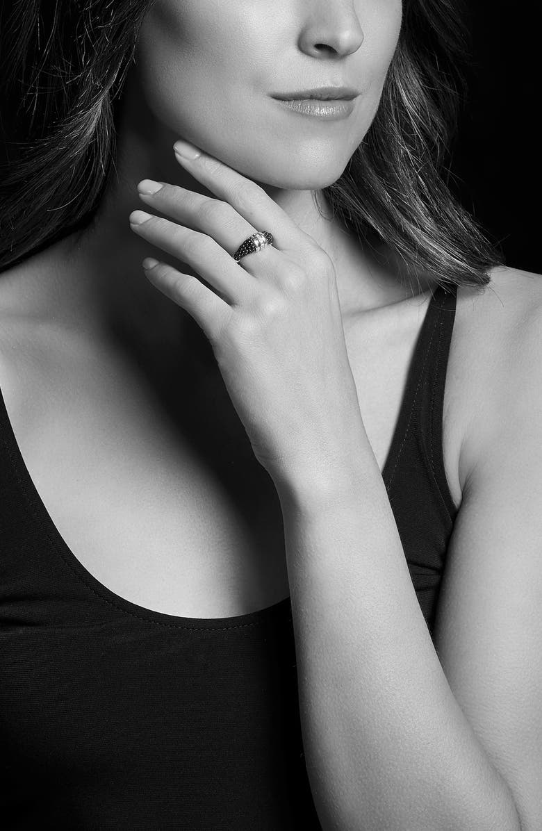 LAGOS Black Caviar Diamond Tapered Ring, Alternate, color, Silver/ Black
