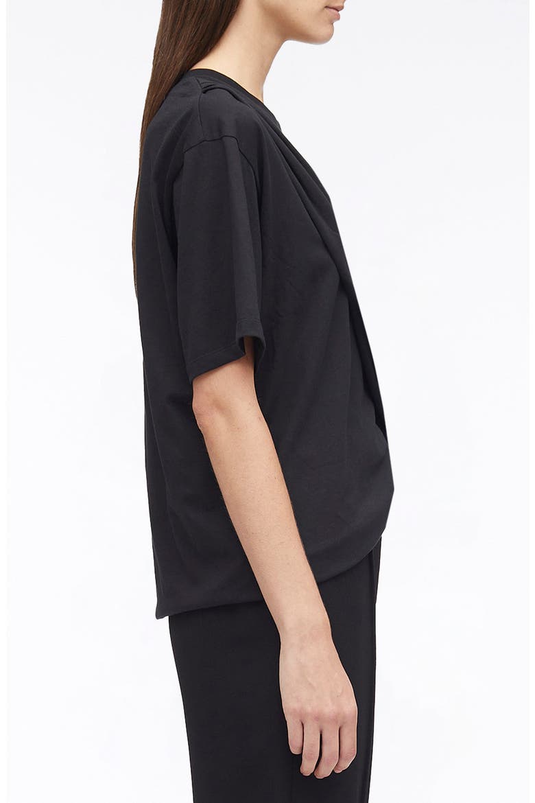Draped Cotton Jersey T-Shirt, Alternate, color, BLACK