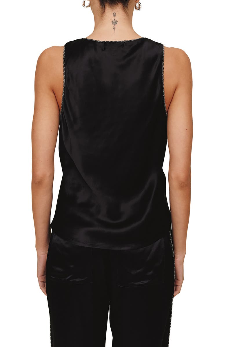 Bella Dahl Beaded Trim Satin Tank, Alternate, color, Black