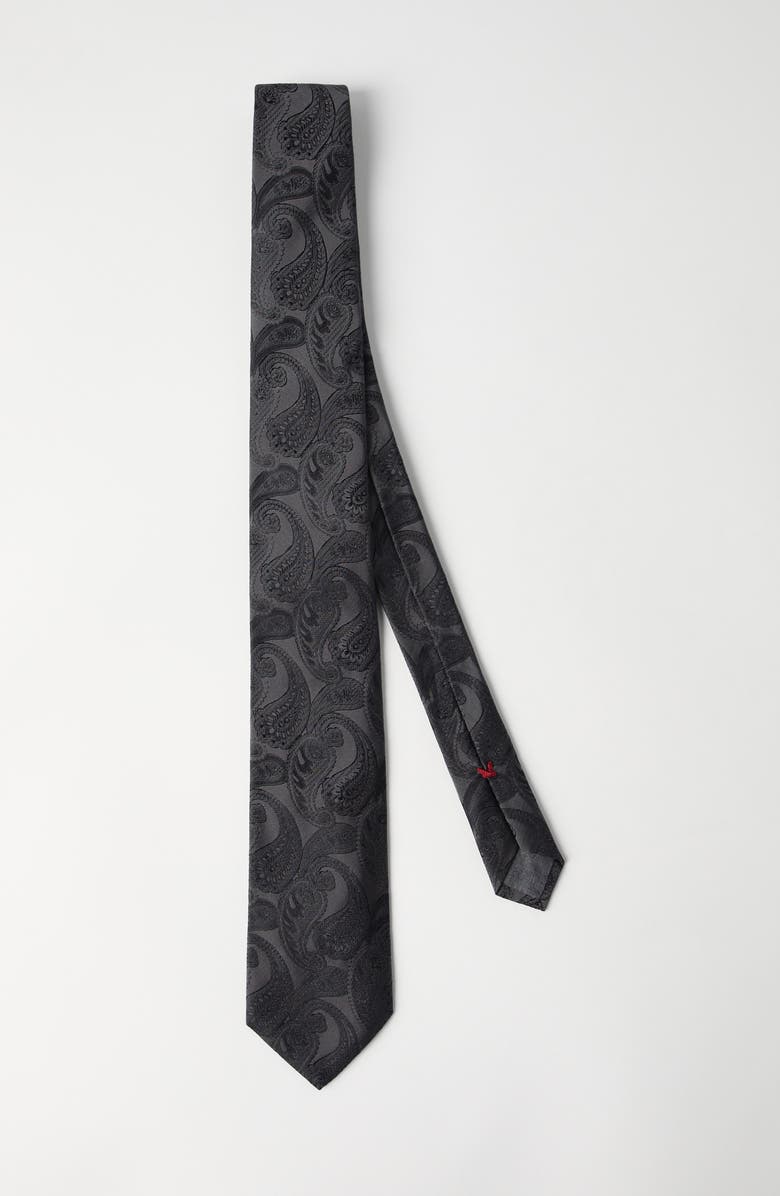 Brunello Cucinelli Paisley silk tie, Alternate, color, Slate