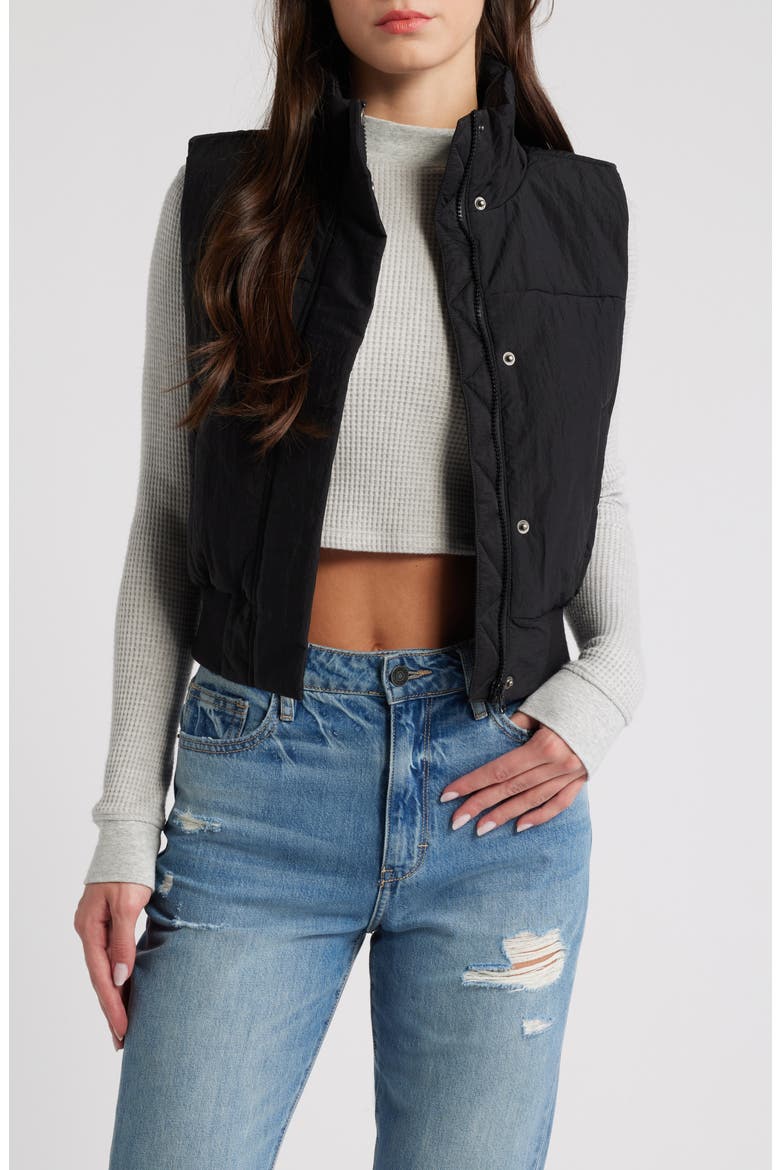 Crop Puffer Vest, Main, color, BLACK