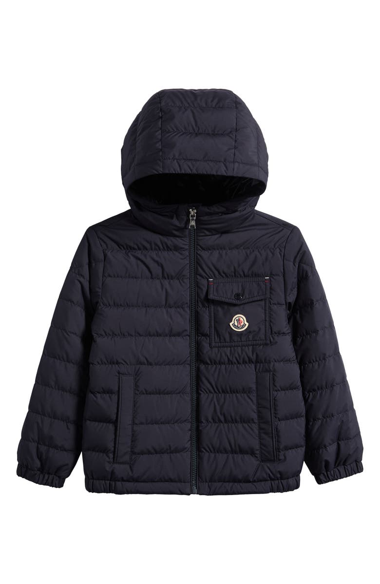 Moncler Kids' Quillon Hooded Down Puffer Jacket, Main, color, Navy