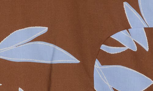 Melloday Floral Poplin Top In Brown