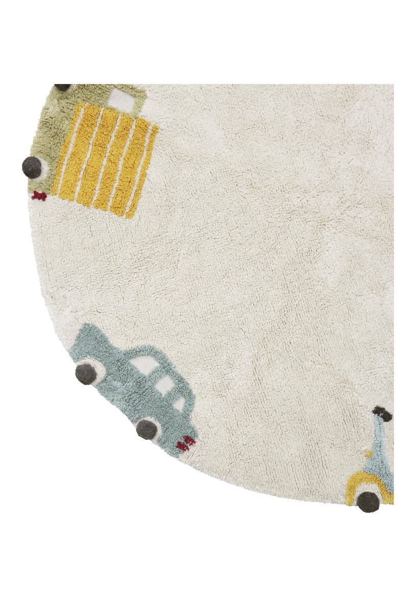 Kids' Washable Round Wheels Rug, Alternate, color, NATURAL BLUE HONEY OLIVE