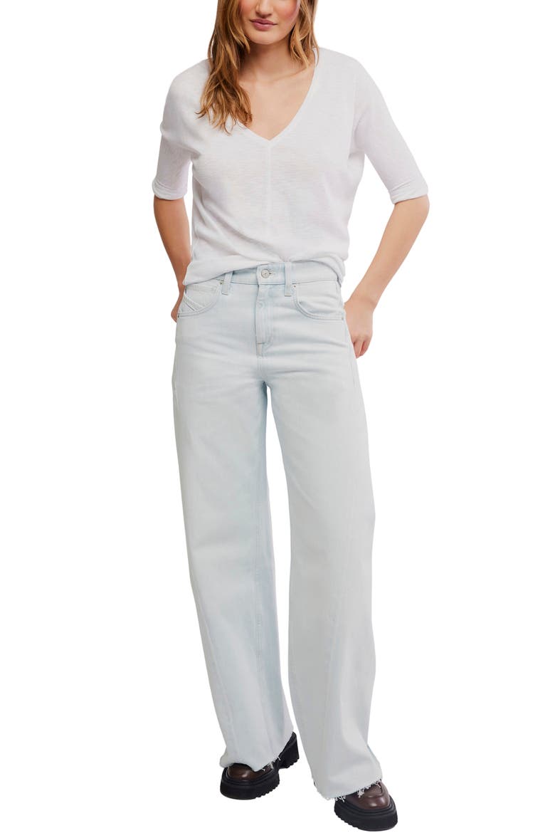 Alter Ego Raw Hem Wide Leg Boyfriend Jeans, Alternate, color, REALITY CHECK