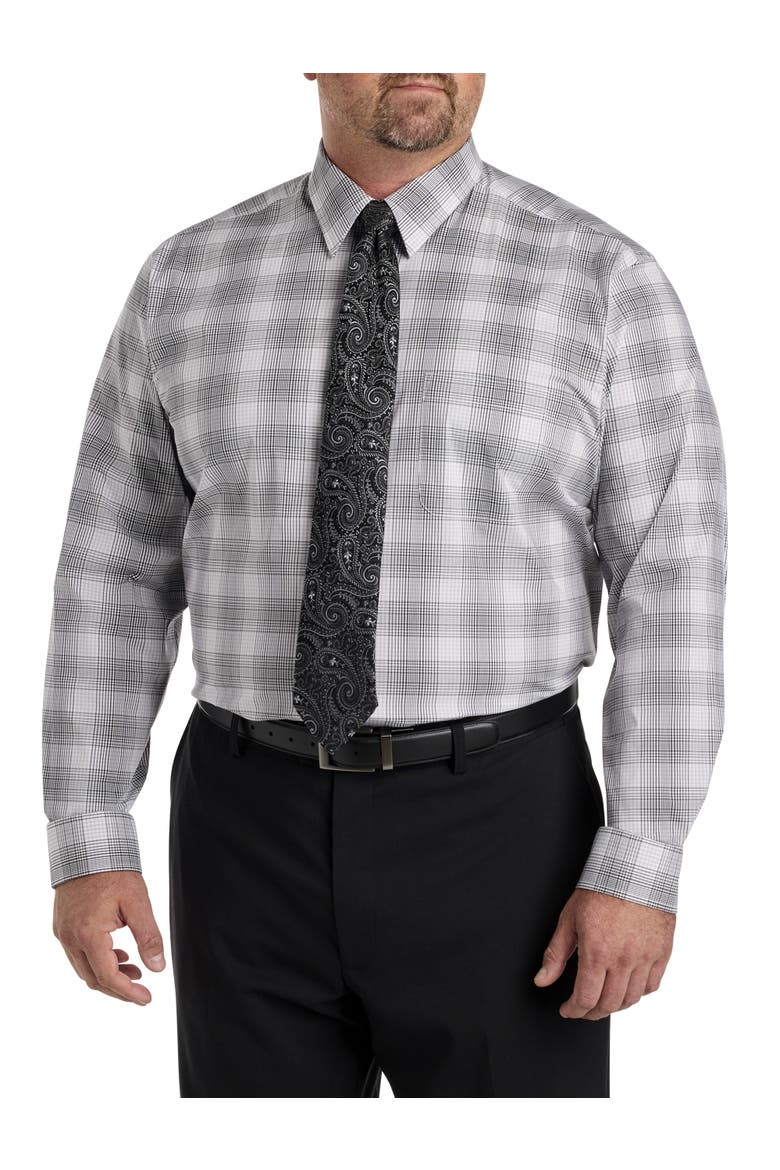 Plaid Dress Shirt, Main, color, BLK GREY