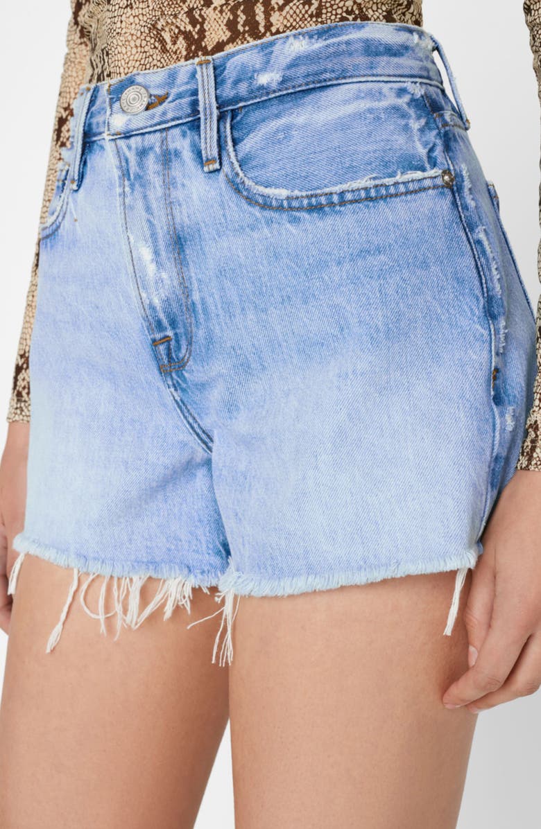 FRAME Le Brigette High Waist Raw Edge Denim Shorts, Alternate, color,