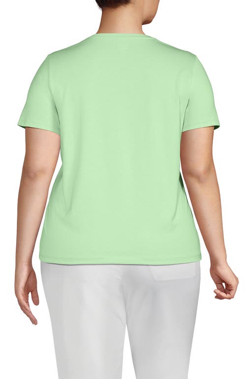 Lands' End Plus Size Relaxed Supima Cotton V-neck T-shirt In Icy Mint Green