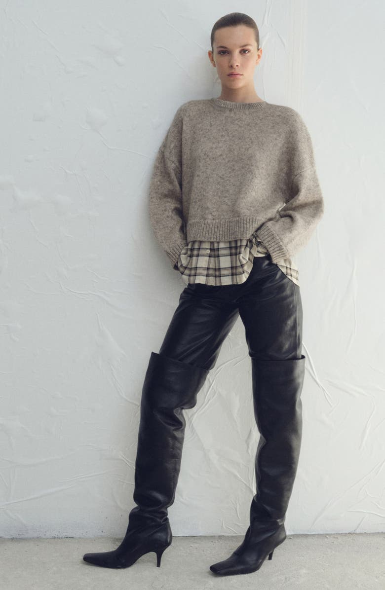 MANGO Teria Shirt Sweater, Alternate, color, Medium Brown