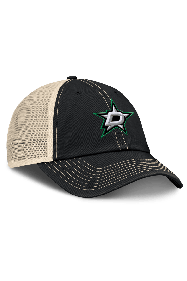 Men's Fanatics Black/Natural Dallas Stars Rival Trucker Adjustable Hat, Alternate, color, Black