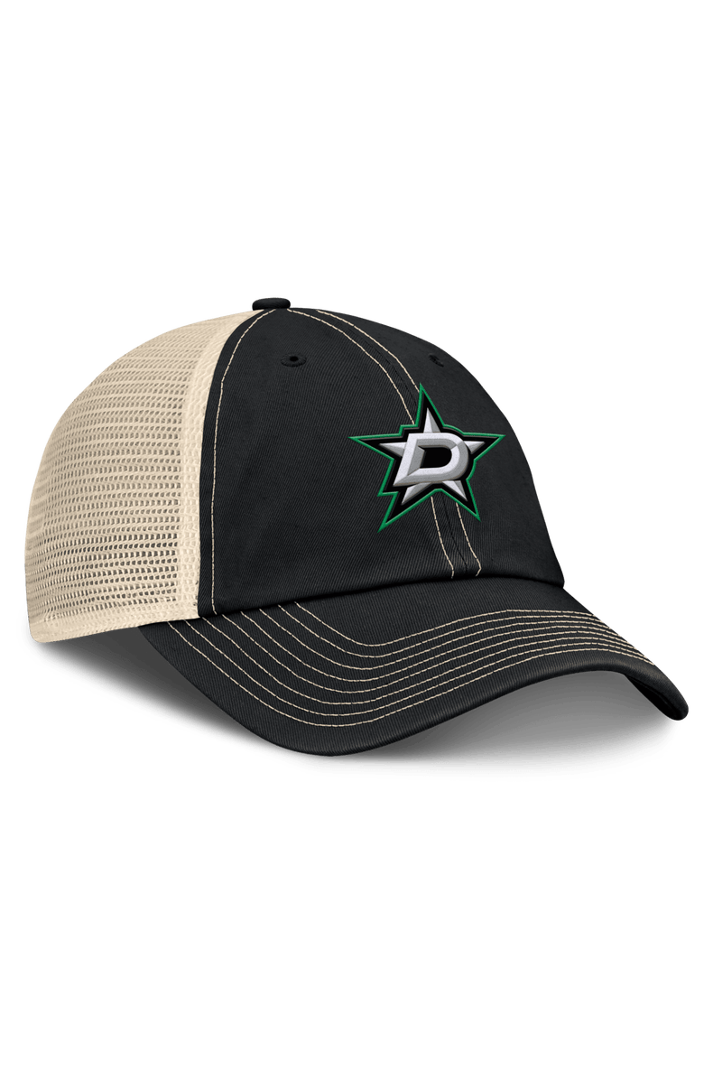 FANATICS Men's Fanatics Black/Natural Dallas Stars Rival Trucker Adjustable Hat, Alternate, color, Black