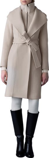 Mackage Norita Belted Double Face Wool Coat with Wool Blend