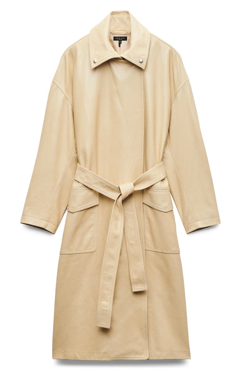 rag & bone Rue Leather Trench Coat, Alternate, color, Tan