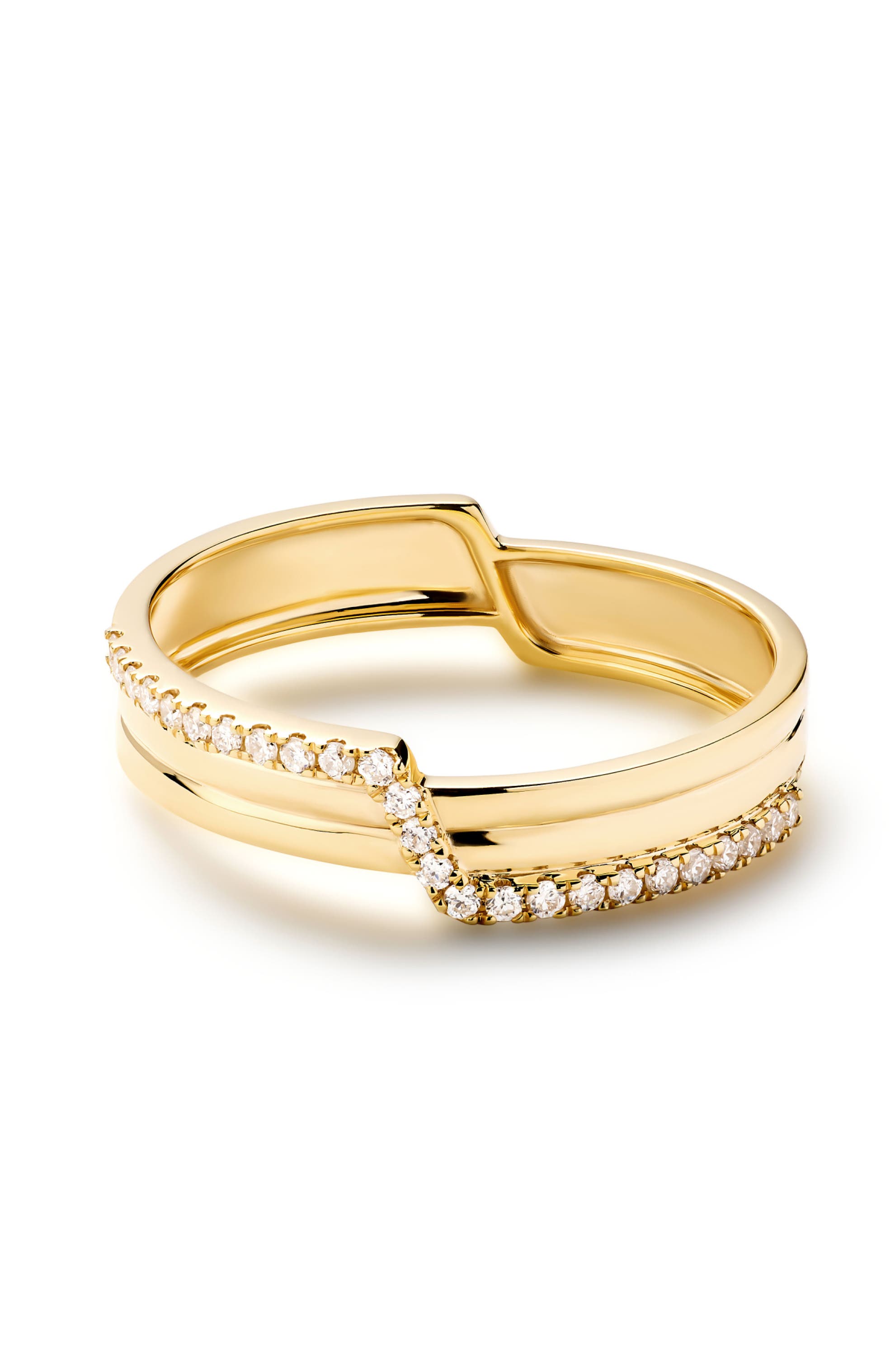 Ana Luisa Solid Yellow Gold - Triple Diamond Elevate Ring (Women ...