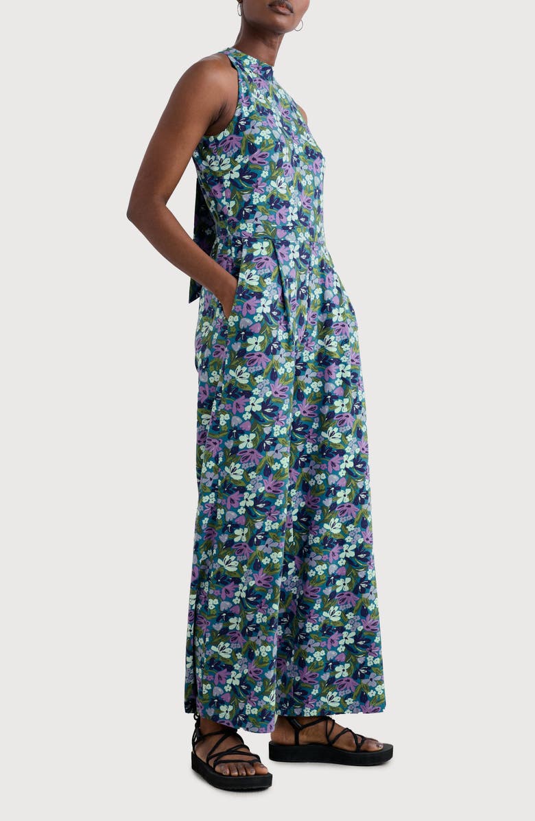 Seasalt Cornwall Belyars Floral Print Sleeveless Wide Leg Jumpsuit, Main, color, Crayon Floral Dark Drift