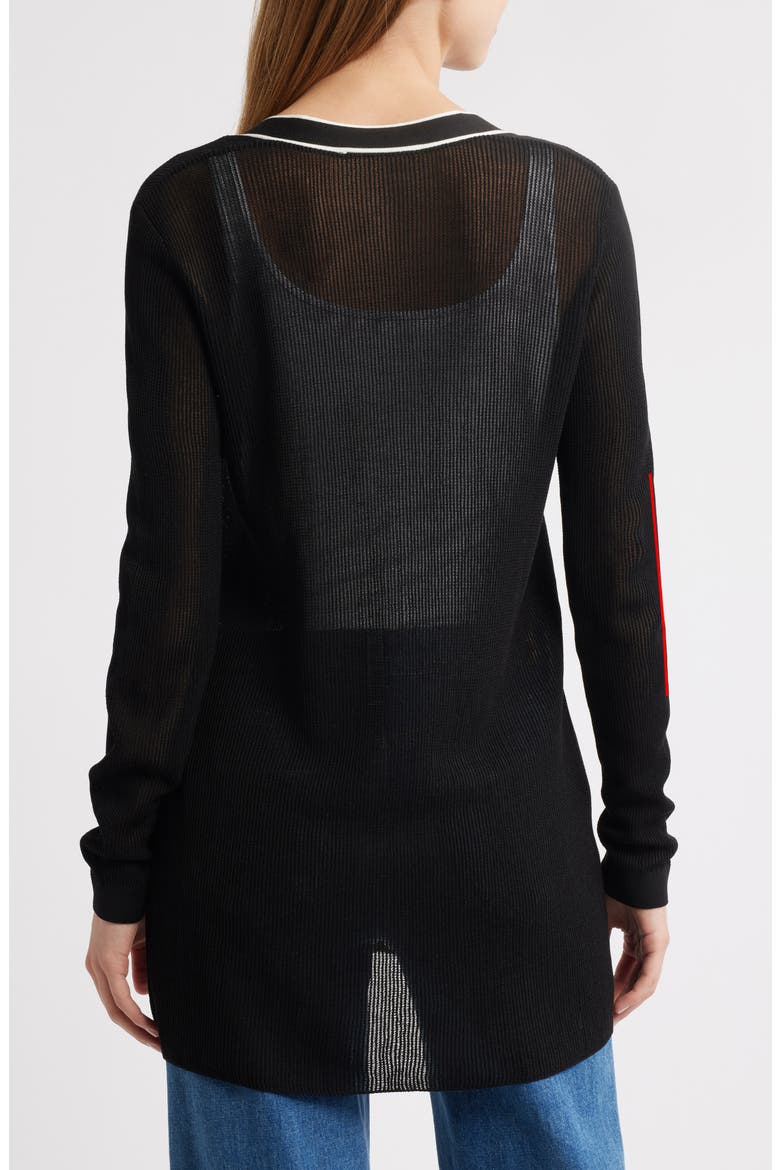 The Varsity Tipped Cardigan, Alternate, color, BLACK MULTI
