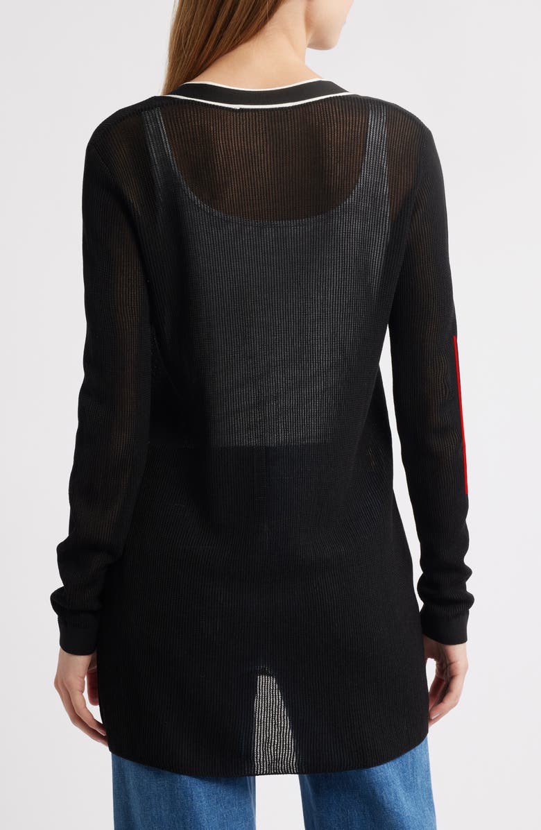 FRAME The Varsity Tipped Cardigan, Alternate, color, Black Multi