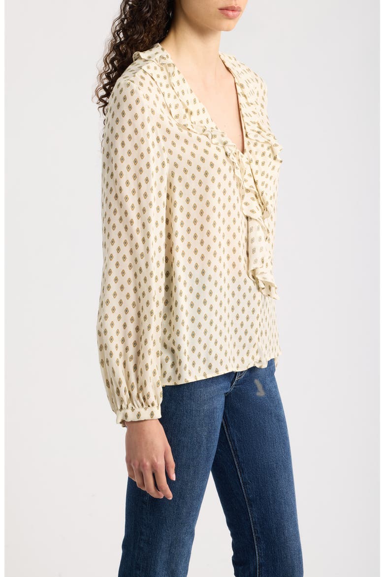 Donare Ruffle V-Neck Top, Alternate, color, WOOL WHITE