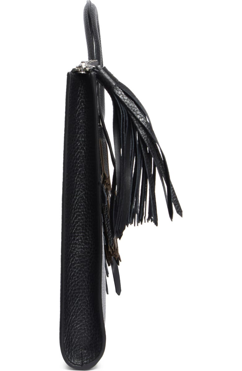 Longchamp Leather Clutch, Alternate, color, Black