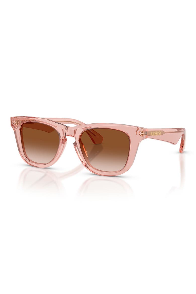 Kids' 46mm Small Square Sunglasses, Alternate, color, TRANSPARENT PINK / BROWN