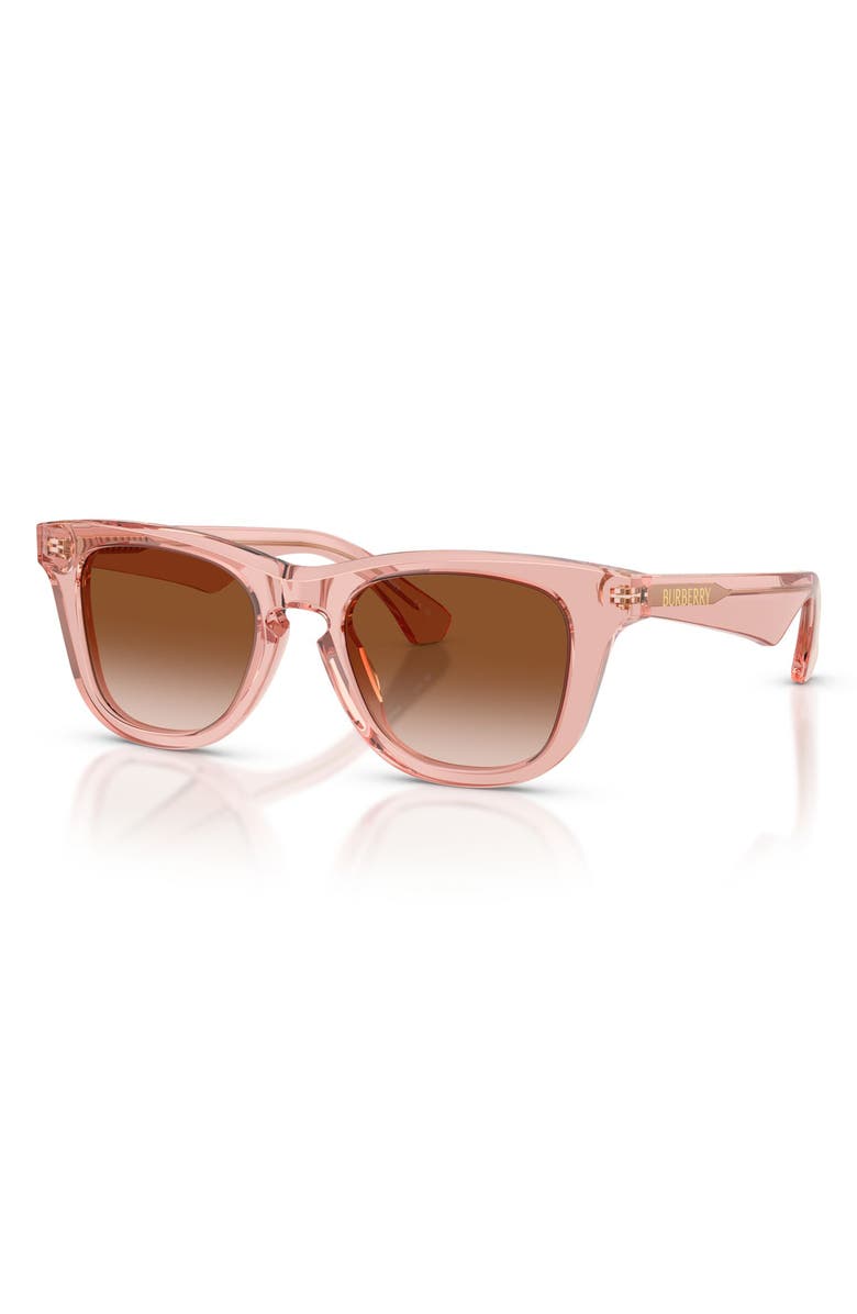 Burberry Kids' 46mm Small Square Sunglasses, Alternate, color, Transparent Pink / Brown