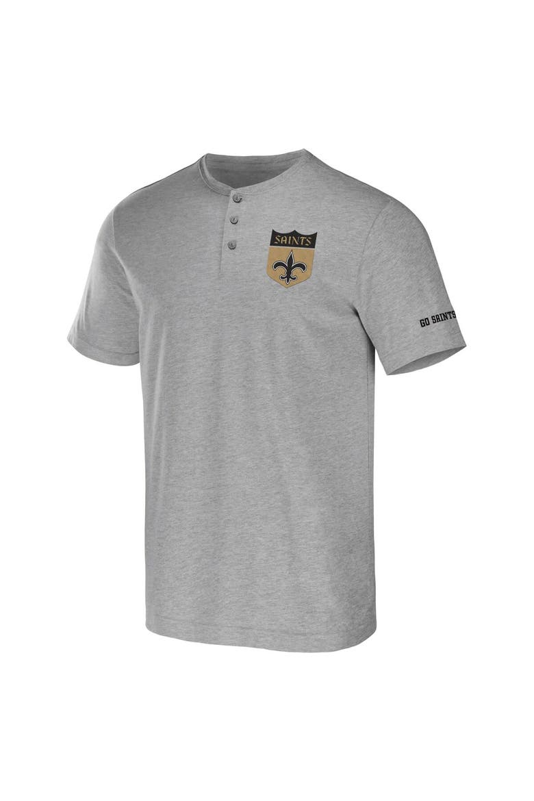 Men's NFL x Darius Rucker Collection by Fanatics Heather Gray New Orleans Saints Henley T-Shirt, Alternate, color, Heather Gray