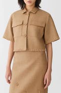 Lafayette 148 New York Raffia Effect Crop Shirt Jacket