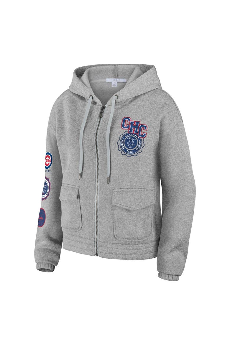 Women's WEAR by Erin Andrews Gray Chicago Cubs Full-Zip Hoodie, Alternate, color, Gray