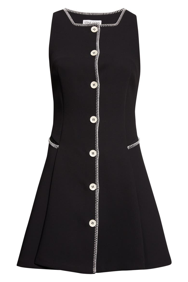 Sleeveless Button Front Minidress, Alternate, color, BLACK