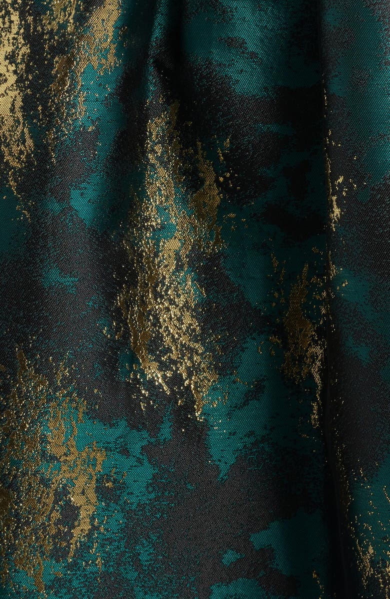 Anne Klein Metallic Crossover Neck Brocade Dress, Alternate, color, Midnight Pine Multi