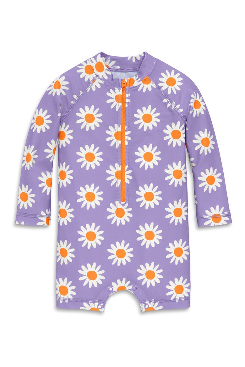 Long Sleeve One-Piece Rashguard Swimsuit, Main, color, IRIS BLOOMS