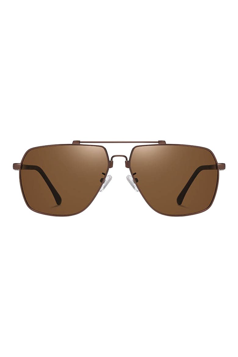 East 62mm Polarized Aviator Sunglasses, Main, color, BROWN/ BROWN