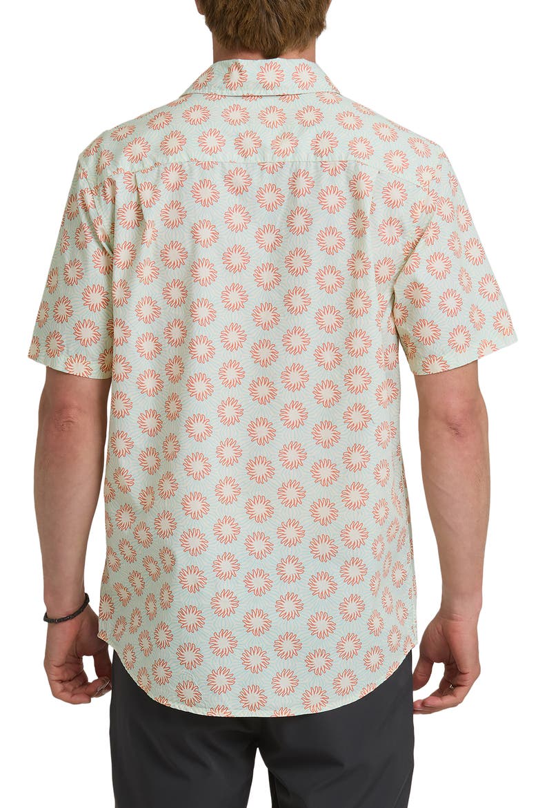 Ocean Mayhem Classic Sun Print Short Sleeve Cotton Button-Up Shirt, Alternate, color, BONE WHITE