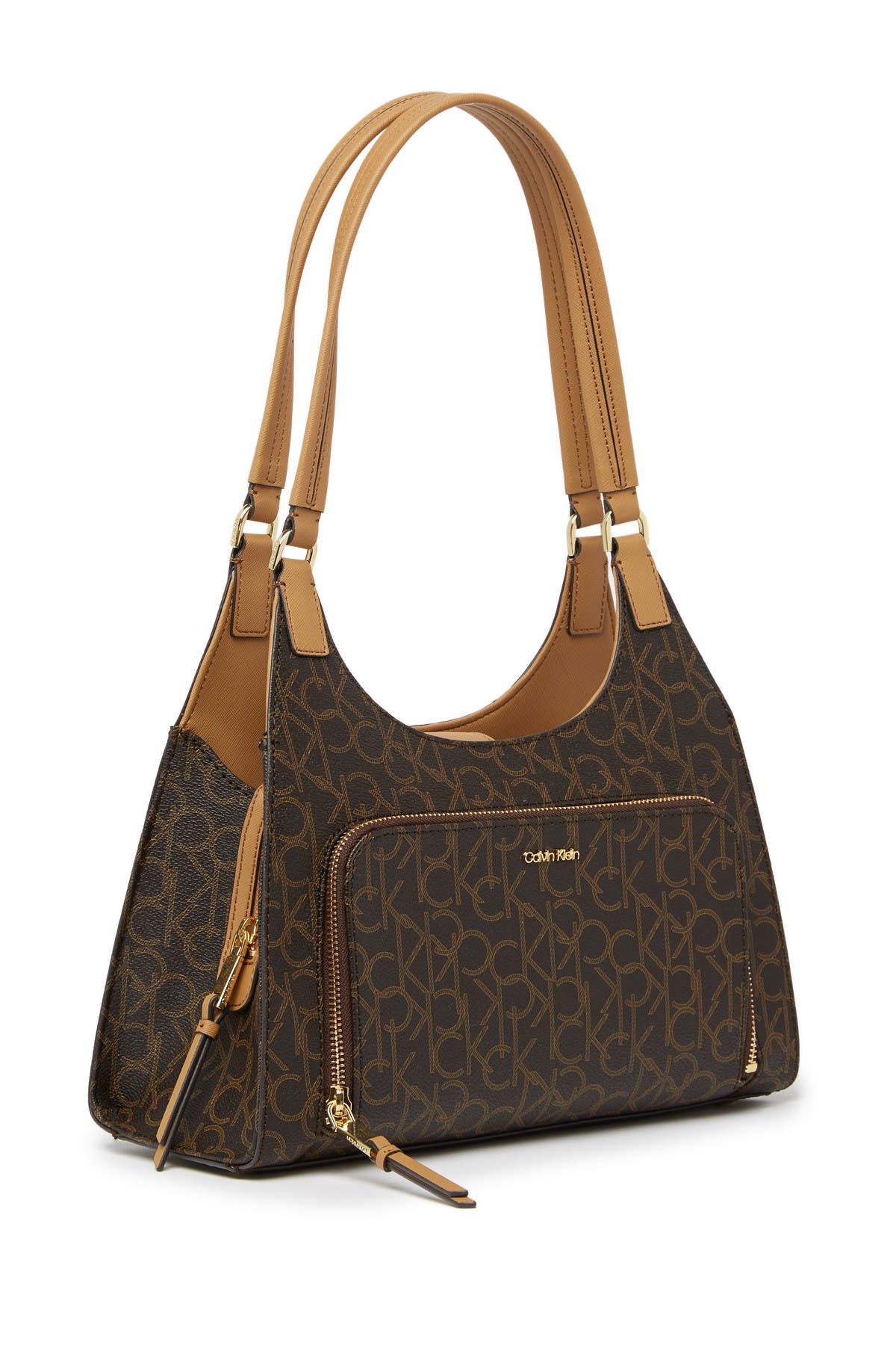 Calvin Klein Ava Signature Leather Organizational Shoulder Bag, Alternate, color, 