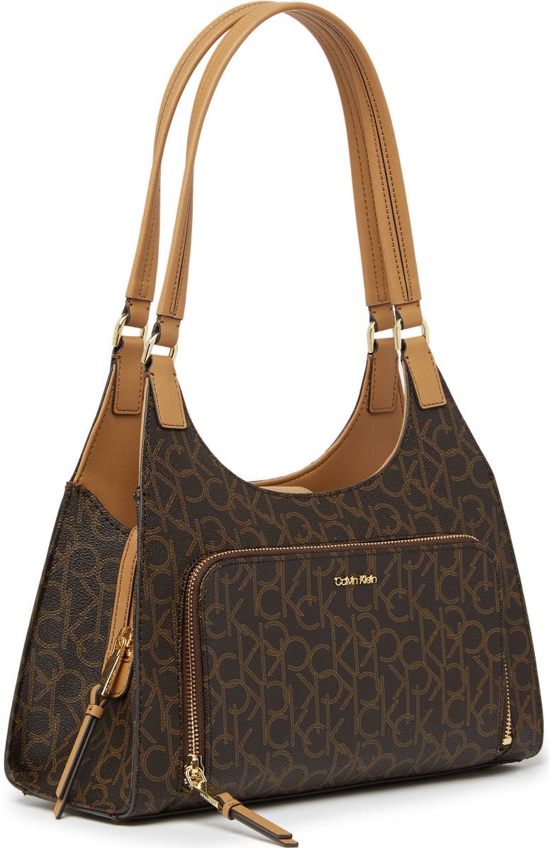 Calvin Klein Ava Signature Leather Organizational Shoulder Bag, Alternate, color,