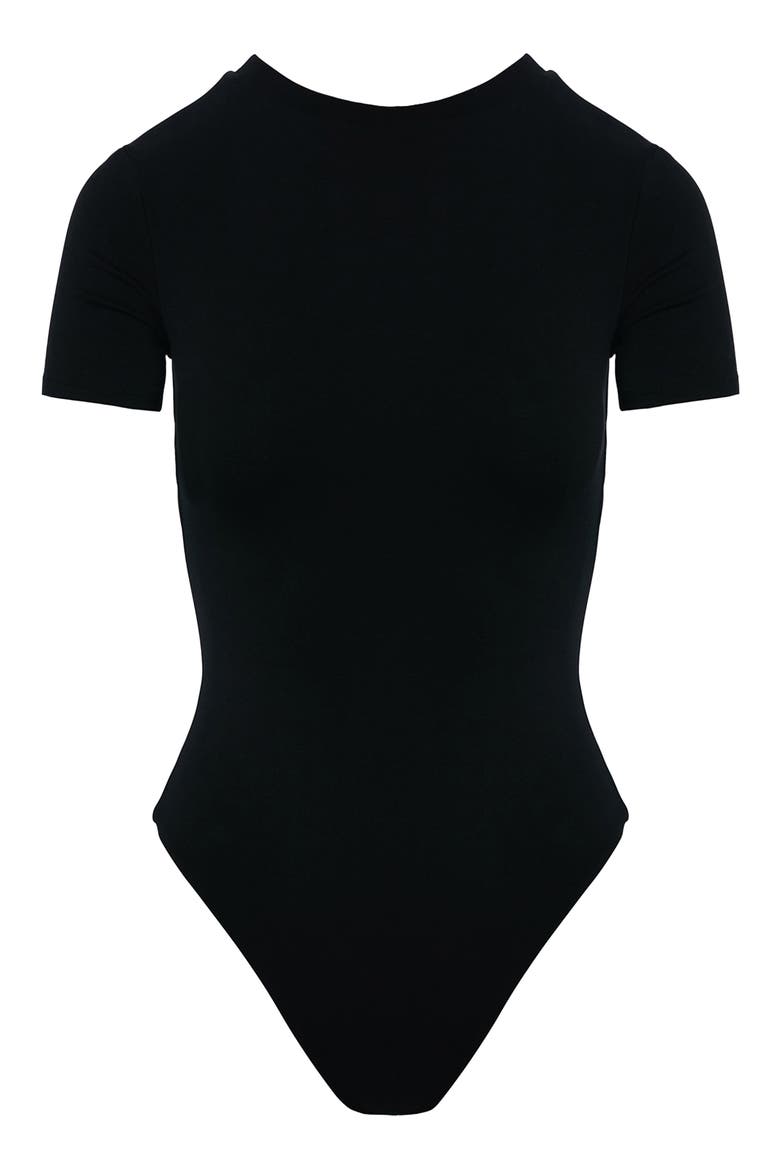 NW Mock Neck Bodysuit, Alternate, color, BLACK