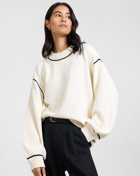 Cotton Oversized Mock Neck Sweater