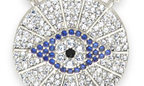 Sterling Forever Cubic Zirconia Evil Eye Disc Pendant Necklace In Silver